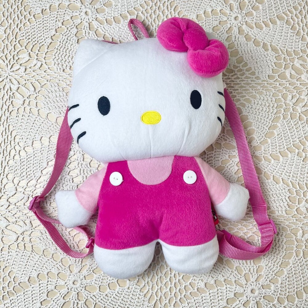 Sanrio Hello Kitty Retro Plush Backpack 16X12" Y2K 2011 FAB Starpoint Strap Bag